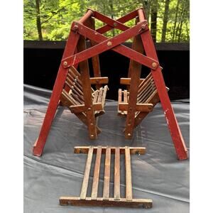 1950s Strombecker Wooden Vintage Doll Toy Double Swing Glider BIG!